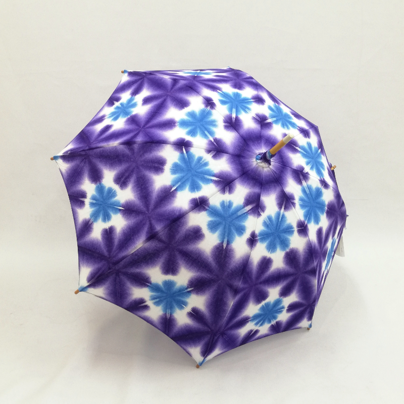 遠州綿紬と雪花絞り染めの日傘 - 小物